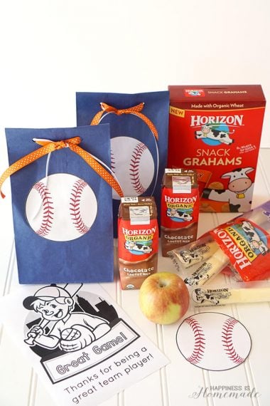 baseball team snack treats and printables