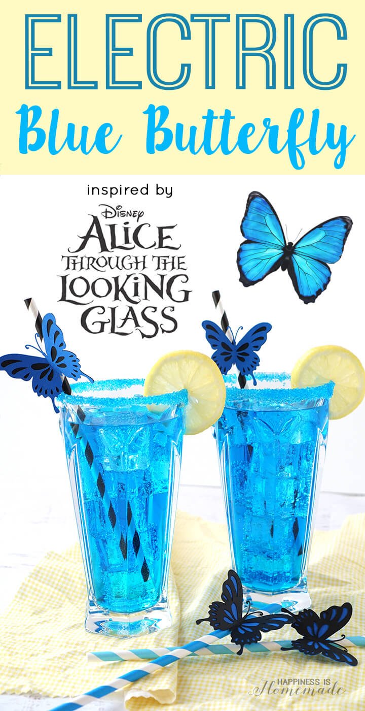 Electric Blue Butterfly Cocktail Inspired by Alice Through the Looking Glass