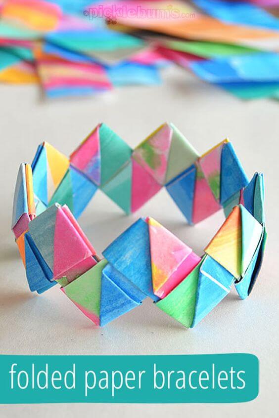 Folded paper bracelets