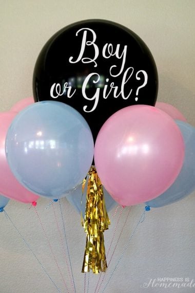 gender reveal party balloon bouquet