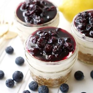 blueberry cheese cake in a jar