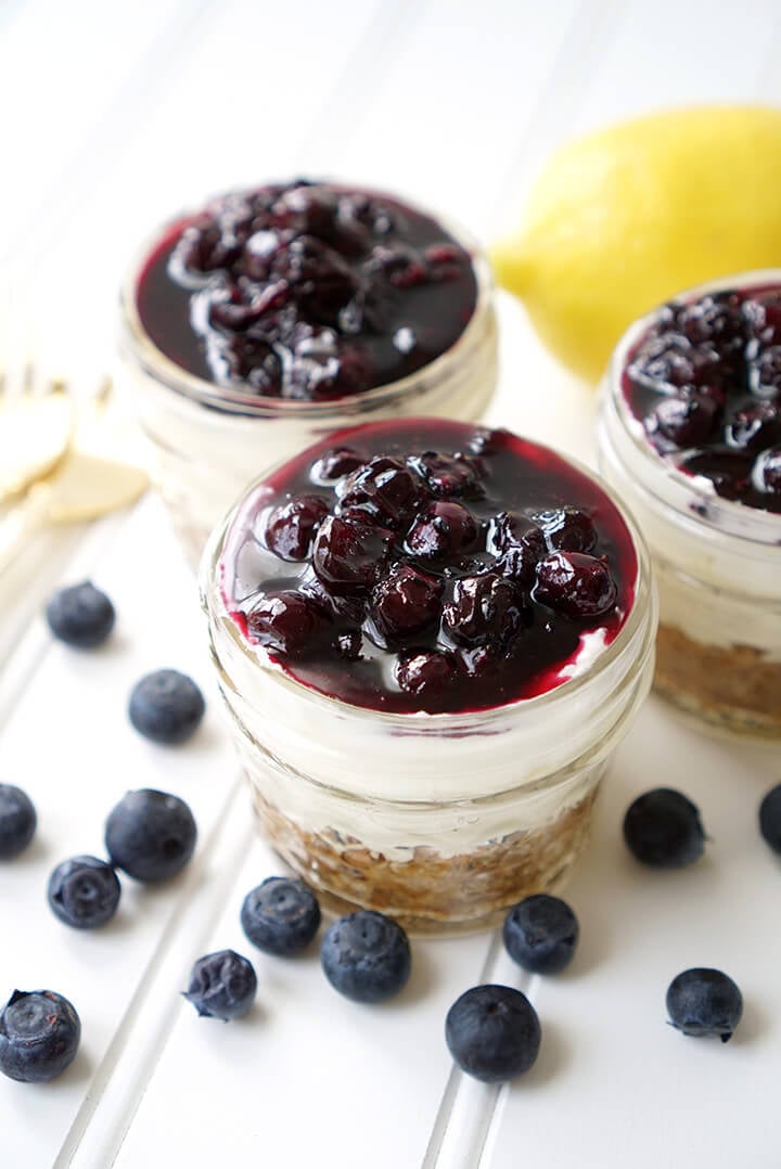 No Bake Blueberry Cheesecake in a Jar