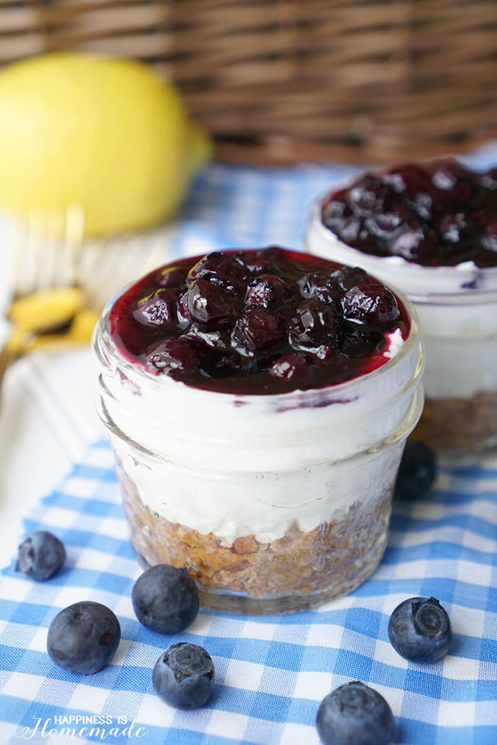 No Bake Lemon Blueberry Cheesecake Jars