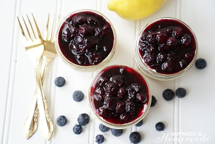 No Bake Lemon Blueberry Cheesecake in a Jar