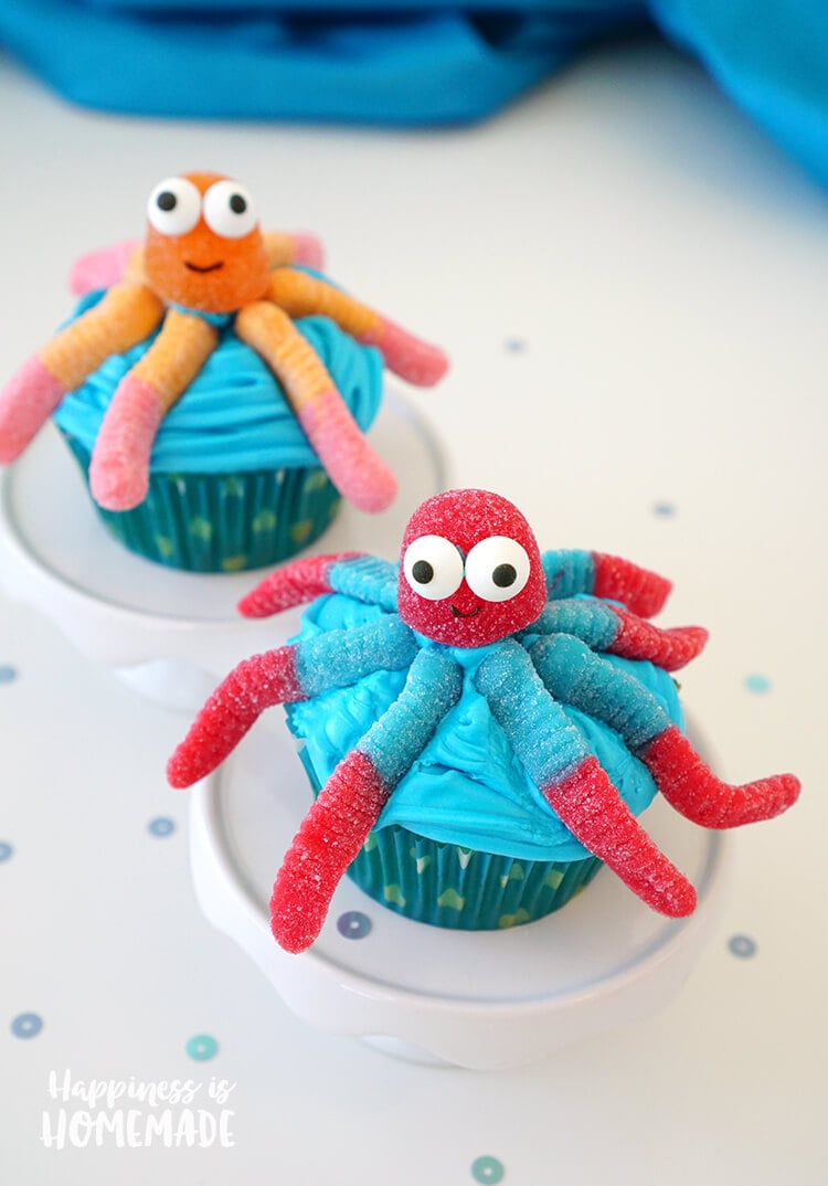 Super Cute & Easy Octopus Cupcakes - Happiness is Homemade