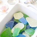 diy homemade edible sea glass in dish with seashells