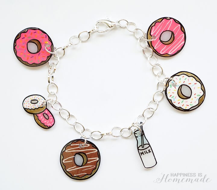 shrink plastic donut charm bracelet