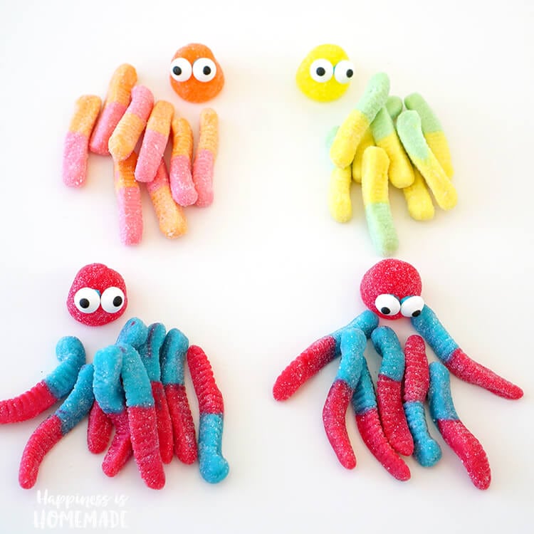 gummy candies for assembling octopus cupcakes