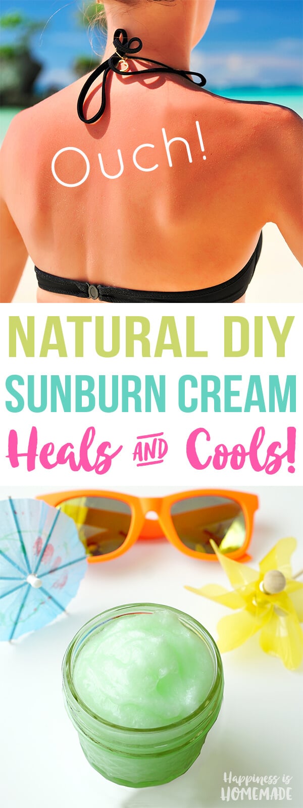 Natural DIY Homemade Healing and Cooling Sunburn Cream with Lavender Peppermint Coconut Oil and Aloe Vera