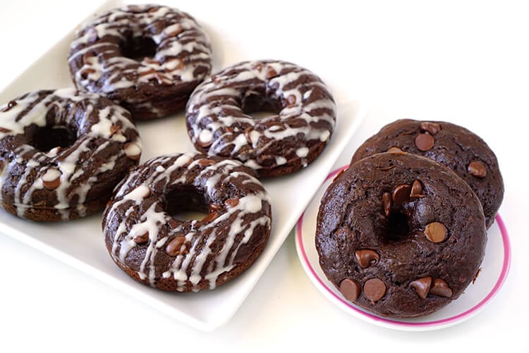 delicious chocolate donuts with and without icing