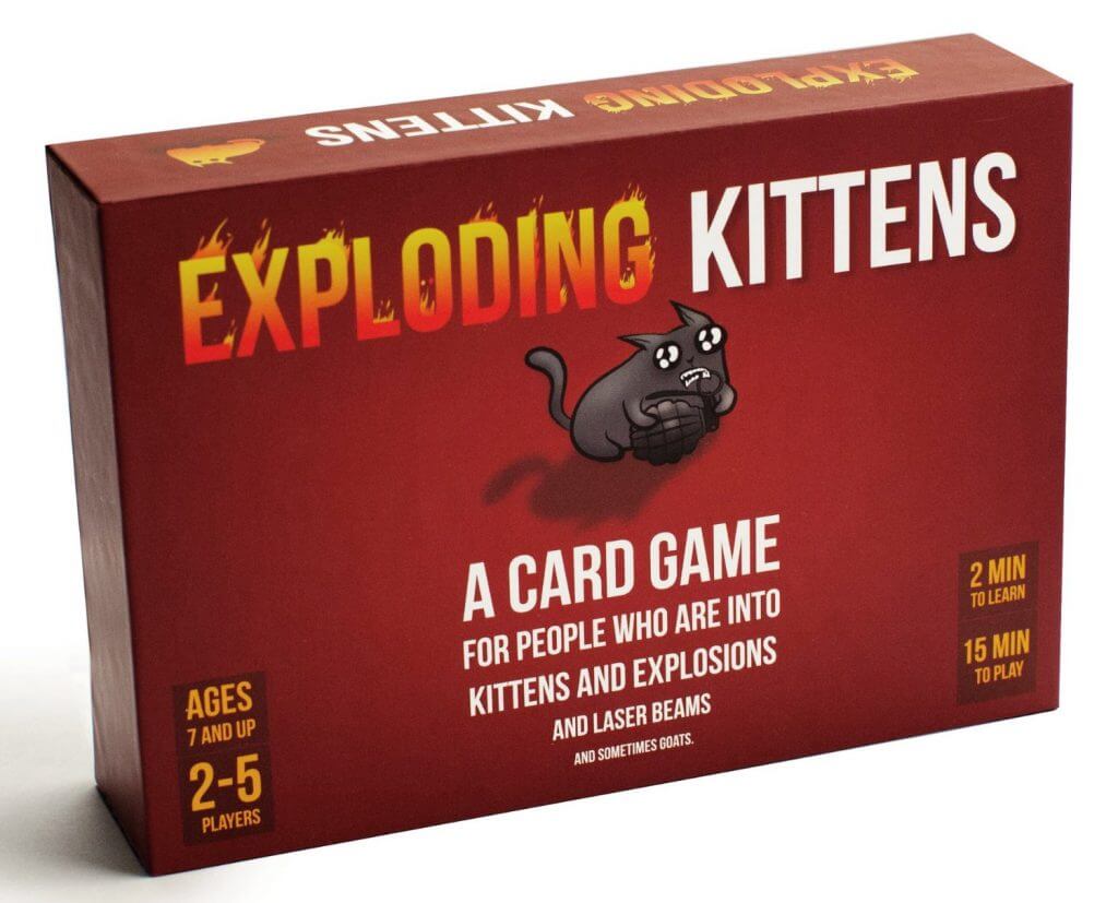 Exploding kittens is a card game for people who are into kittens and explosions and laser beams and sometimes goats