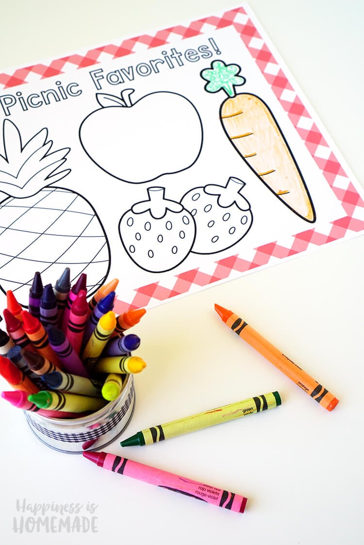 Picnic Favorites Coloring Placemats for Kids