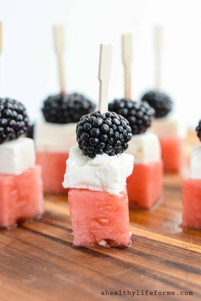 watermelon feta blackberry fruit skewers 