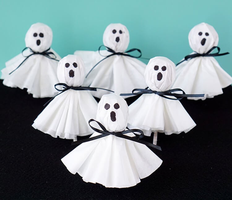 Coffee Filter Ghost Lollipops  Happiness is Homemade