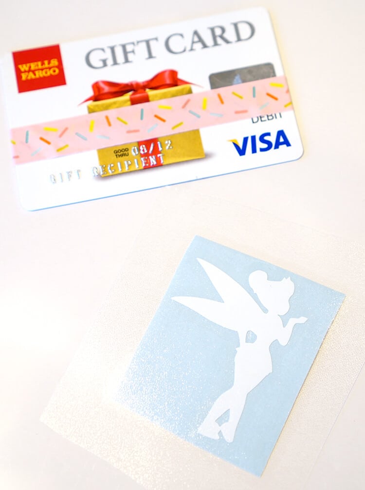 visa card and disney vinyl design of tinkerbell
