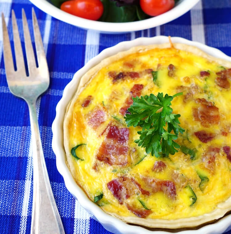 quiche for breakfast with fork 