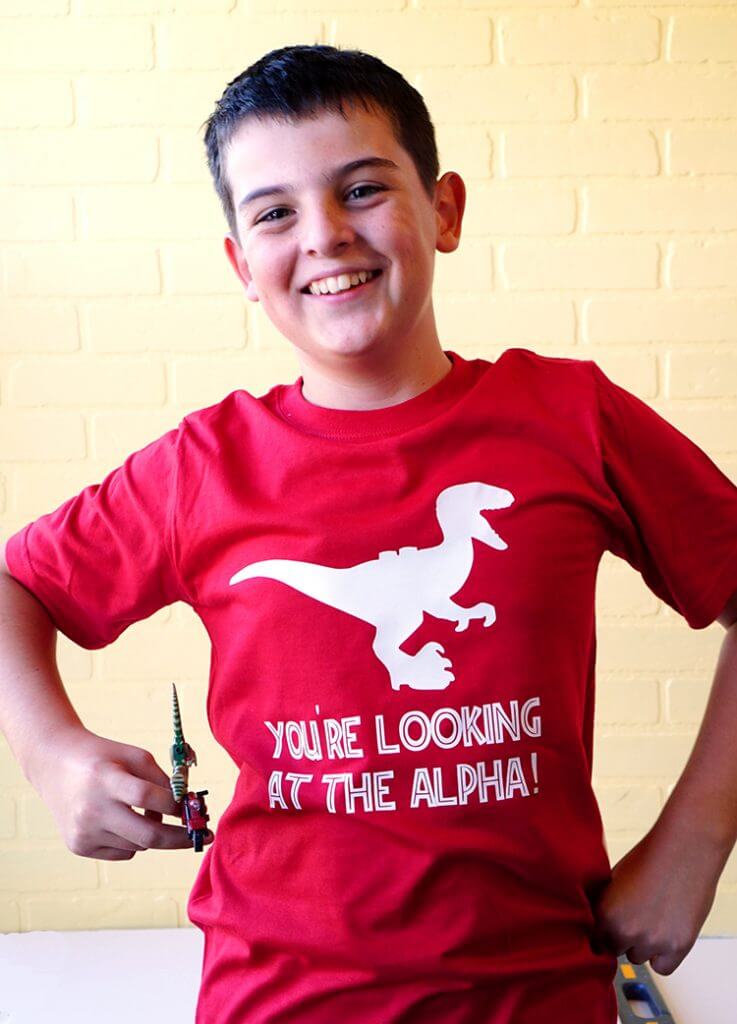 kid wearing awesome diy lego shirt