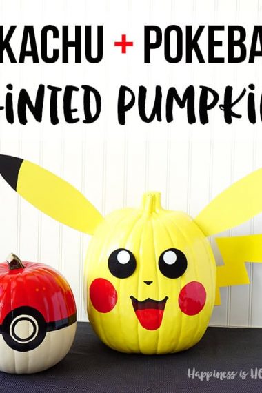 pikachu and pokeball painted pumpkin halloween craft for kids