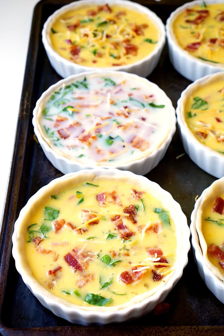 easy dinner idea, breakfast quiche bowls ready for the oven