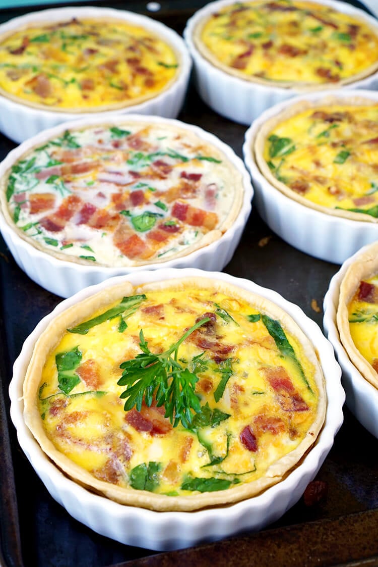 different personalized breakfast or dinner quiches