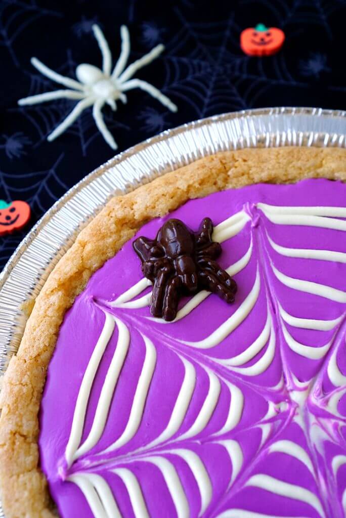 purple spiderweb cookie pizza