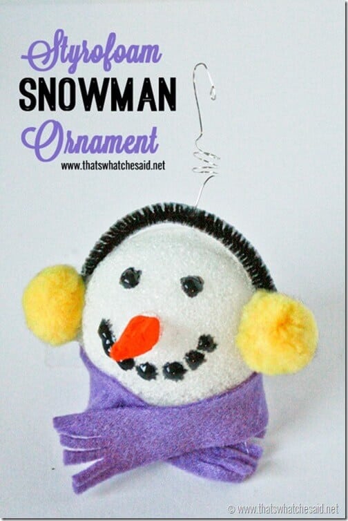 styrofoam snowman ornament for kids