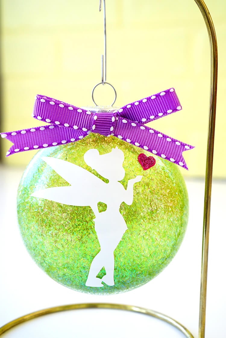 tinkerbell silhouette ornament with cute bow tie