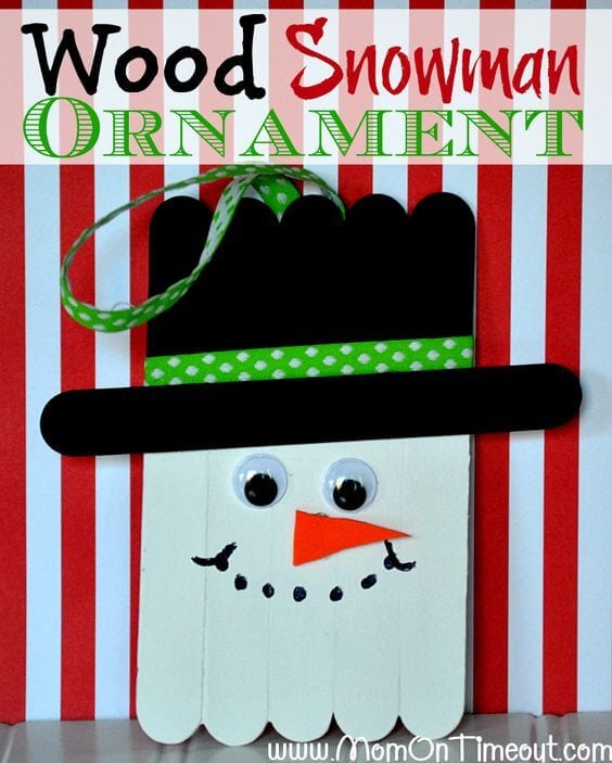 wood snowman ornament craft for kids