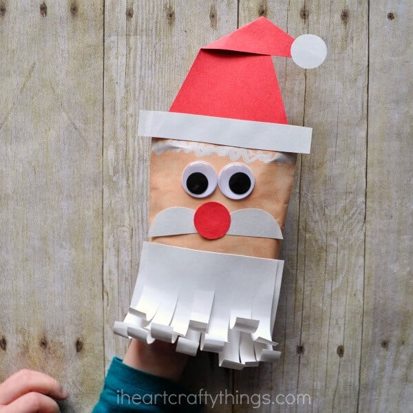 envelope made into a santa hand puppet for kids