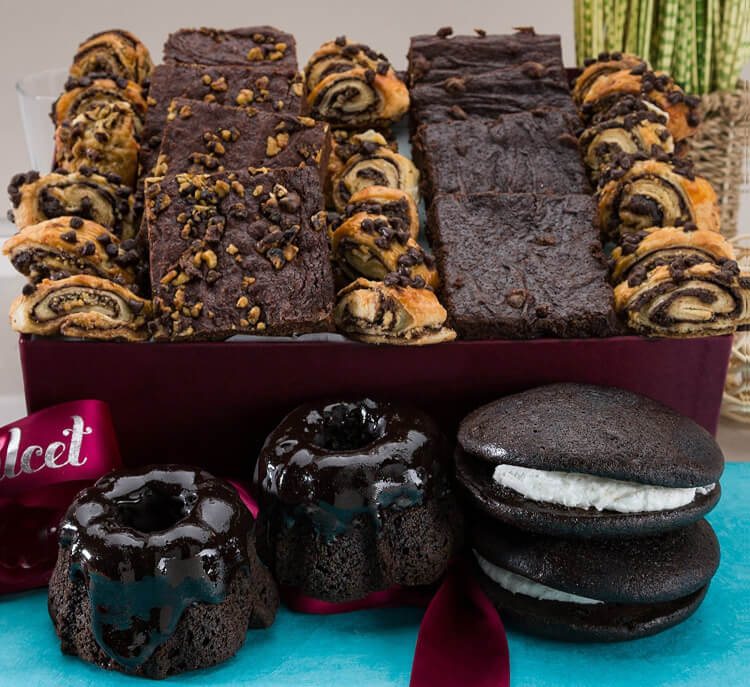 delicious spread of chocolate ganache desserts