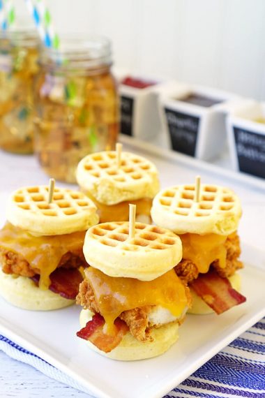 easy to make cornbread waffles and chicken sliders