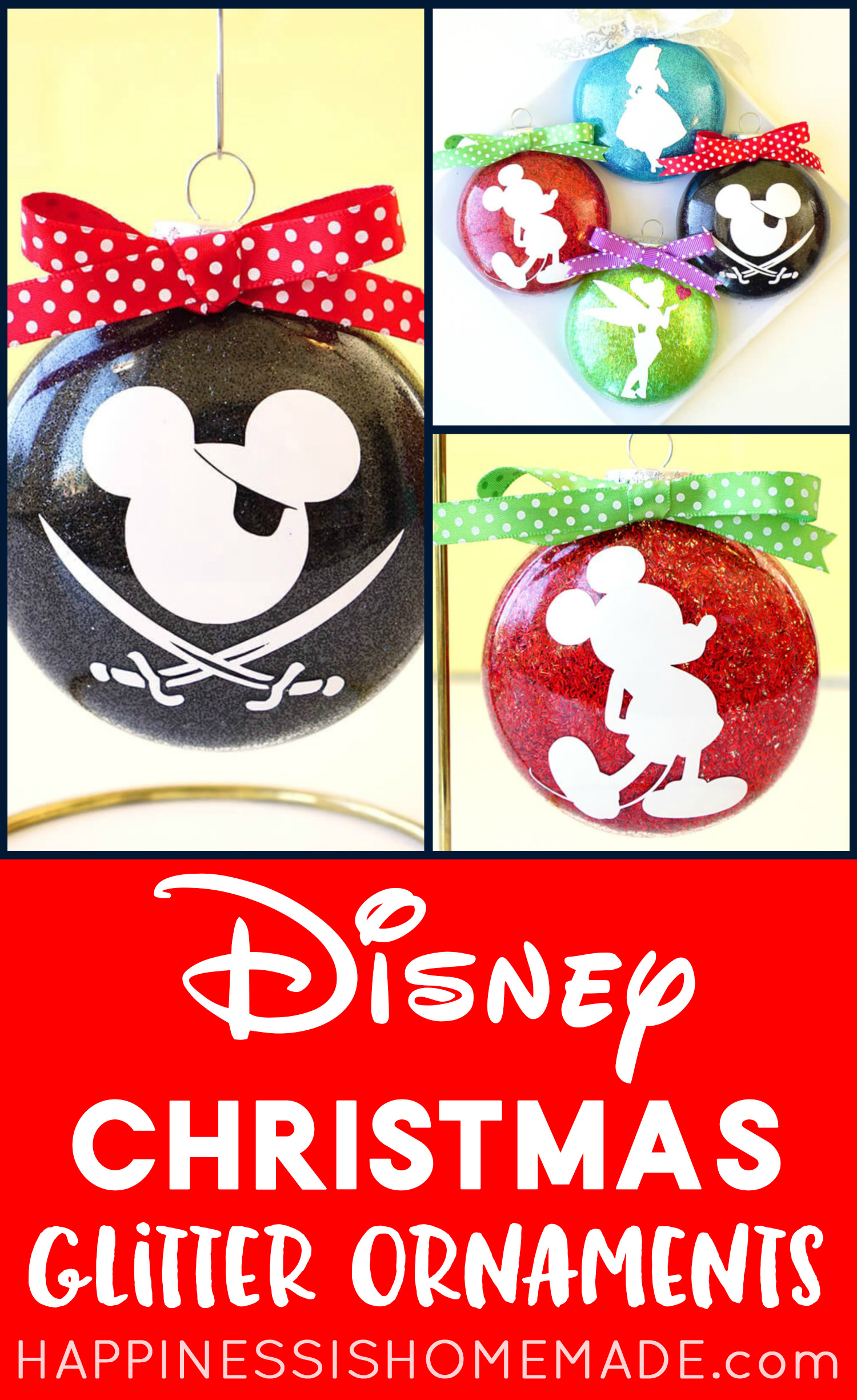 disney christmas glitter diy ornaments