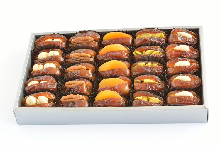 filled and stuffed medjool dates in package