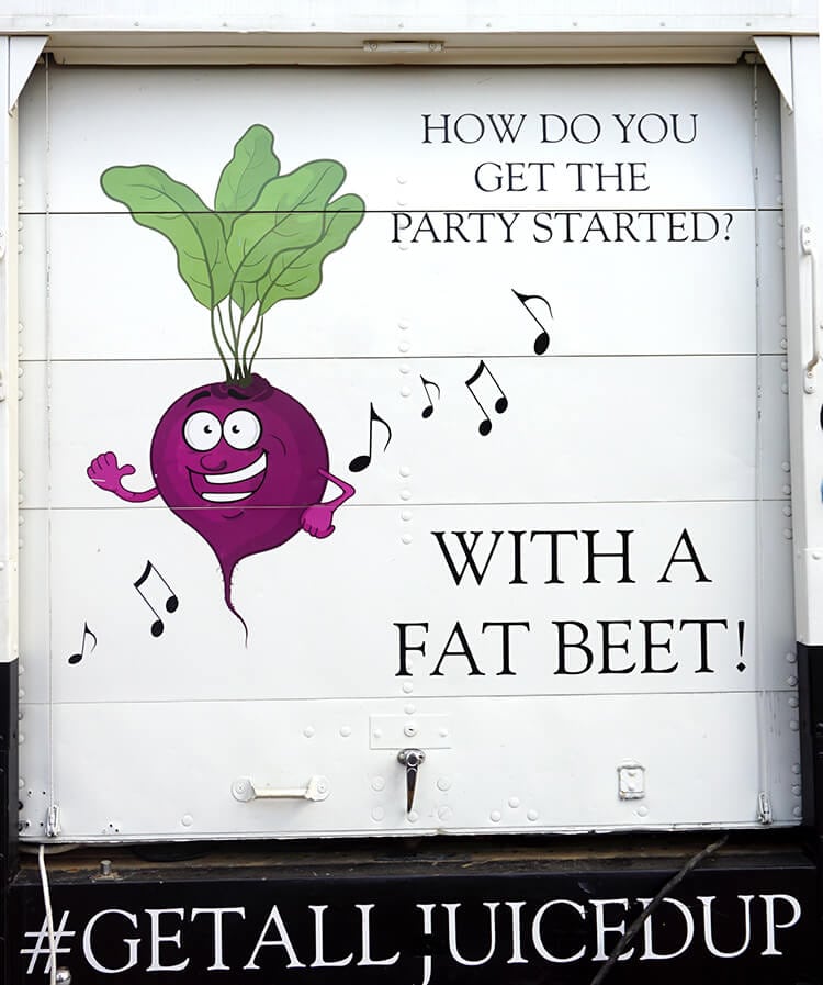 funny beet joke food truck sign