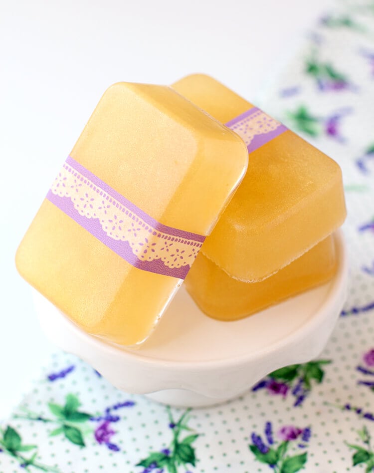 diy honey soaps gift idea on platter