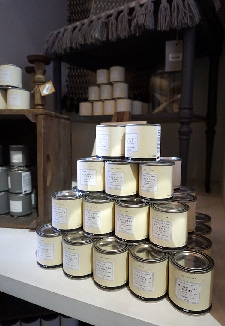 new magnolia home display of paint from joanna gaines