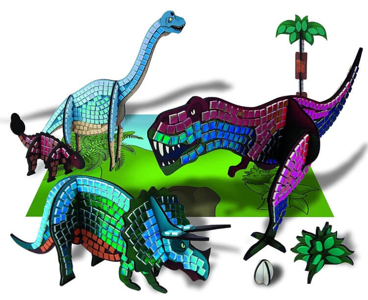 sticky mosaic dinosaurs kids craft idea