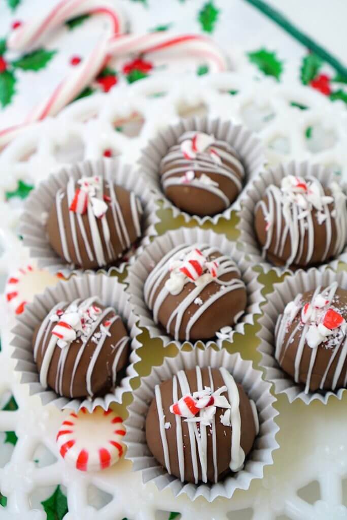 Easy Peppermint Brownie Truffles - Happiness is Homemade