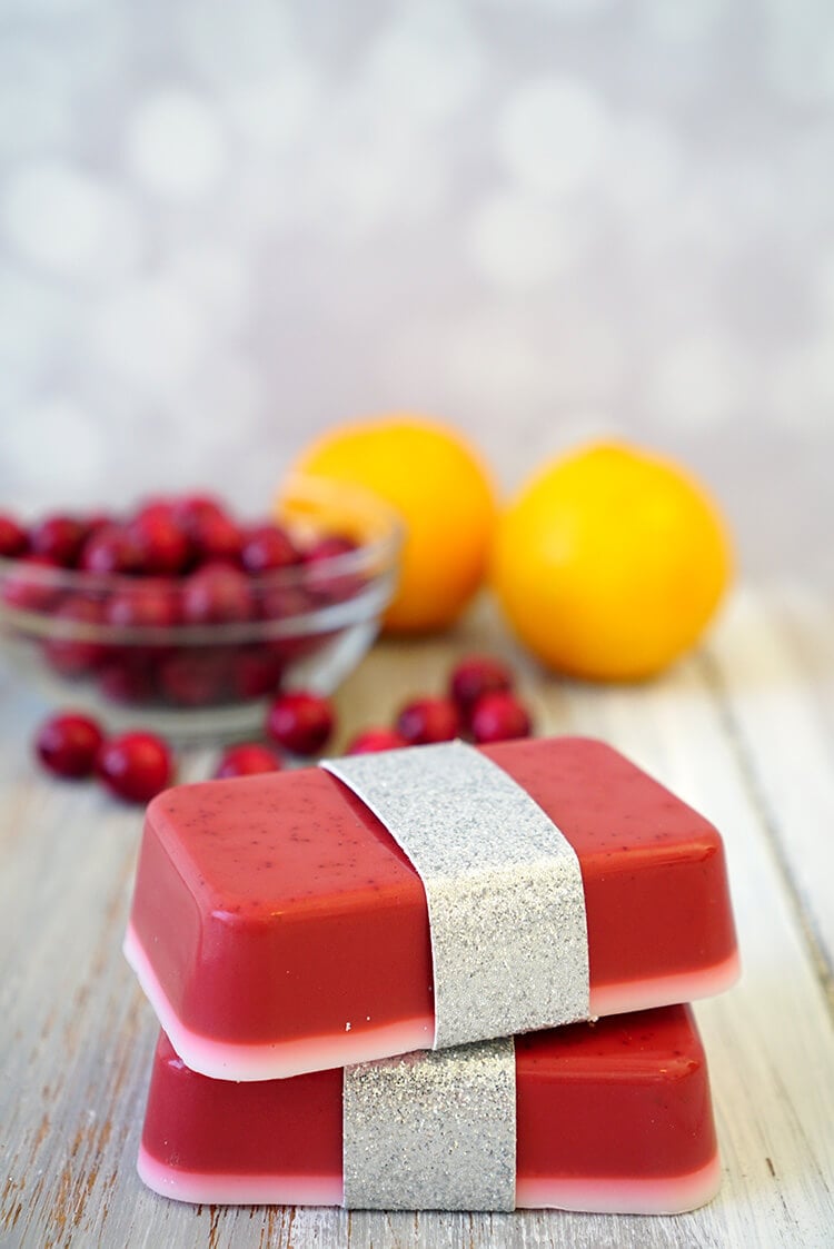 cranberry orange soap with cranberries and lemons 