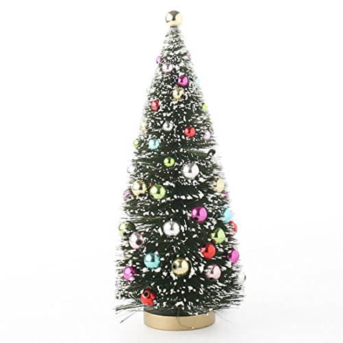 decorated bottle brush tree for christmas table decor