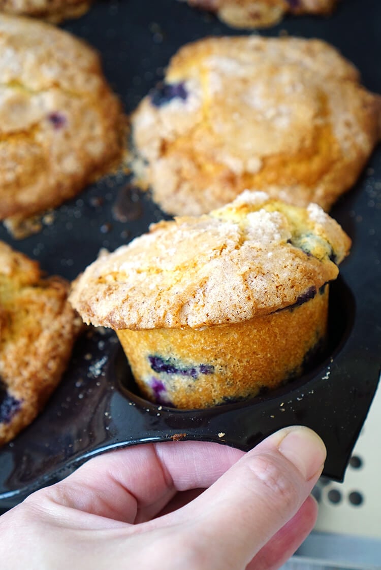 demarle pan that is nonstick popping out fresh blueberry muffins