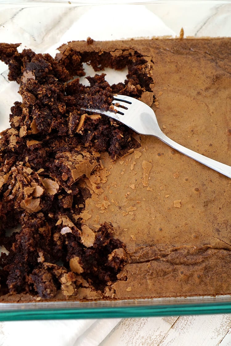 fork destroying brownie for truffles