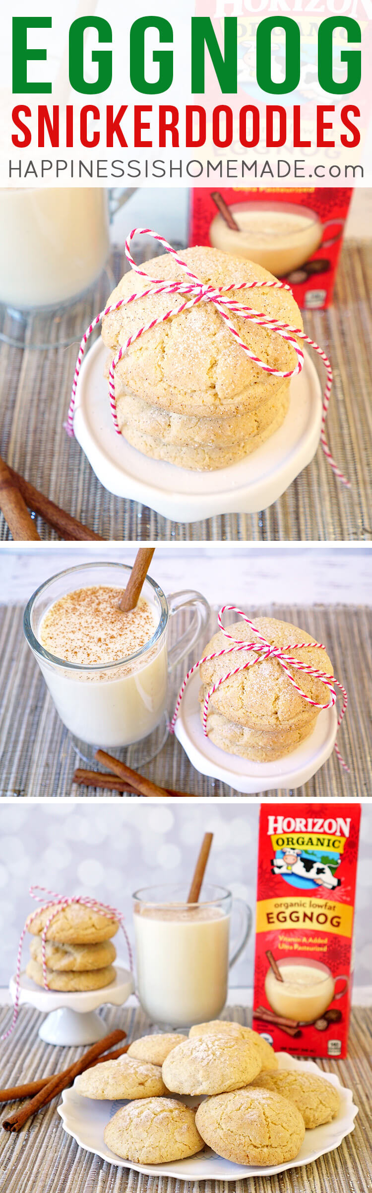 tall glass of eggnog and snickerdoodles with wrapping