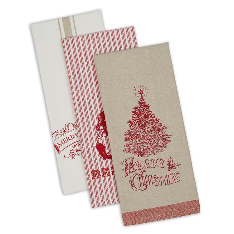 feedsack christmas towels for nostalgic decor