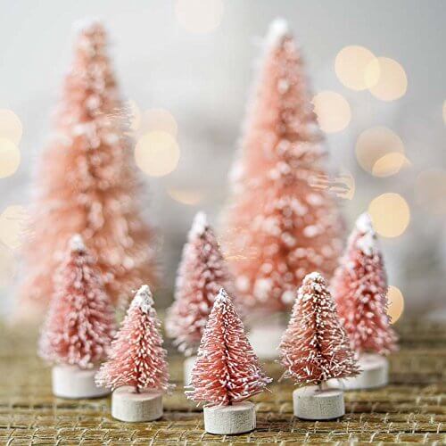 pink sisal trees for cute vintage christmas ideas