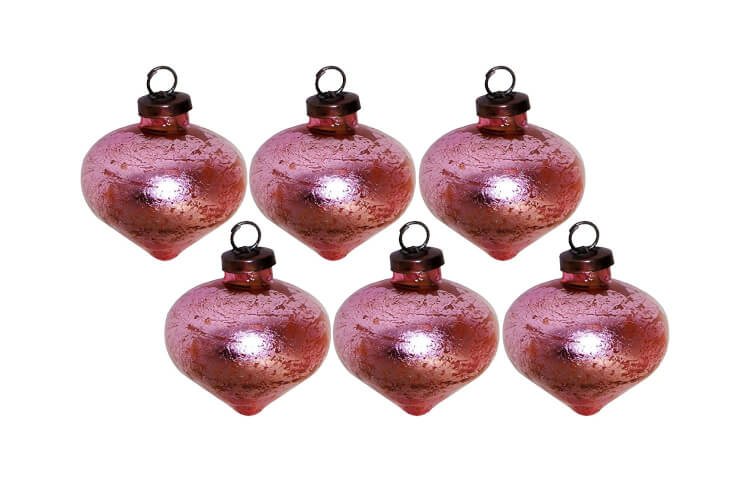 pink vintage style glass ornaments for tree