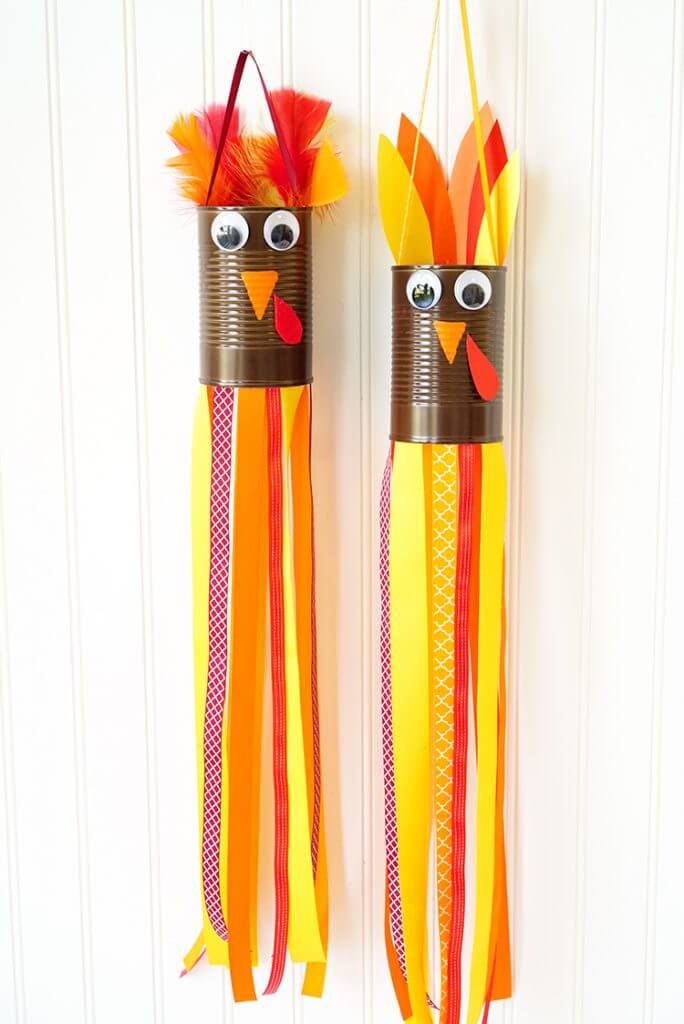 popular thanksgiving kids craft idea, turkey windsocks