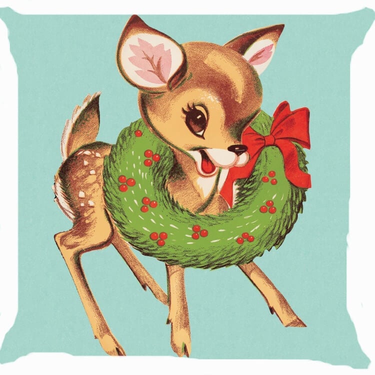 vintage christmas home decor deer pillow