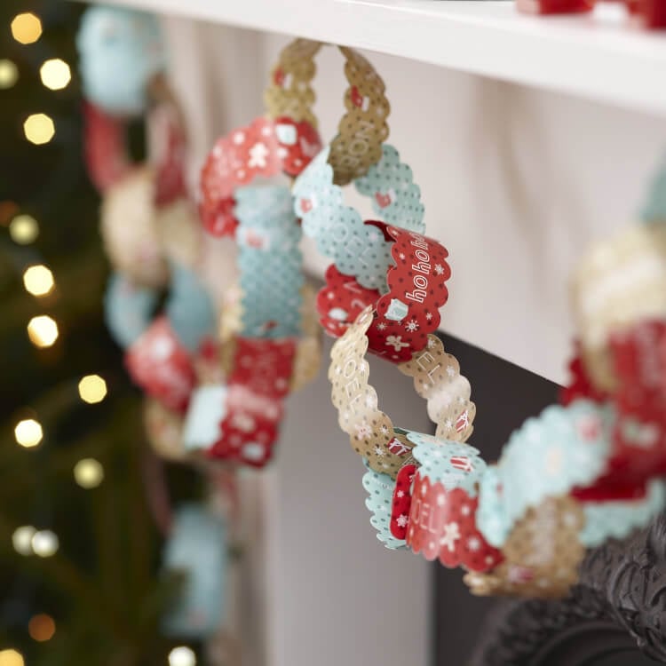 vintage paper chain made for christmas mantel