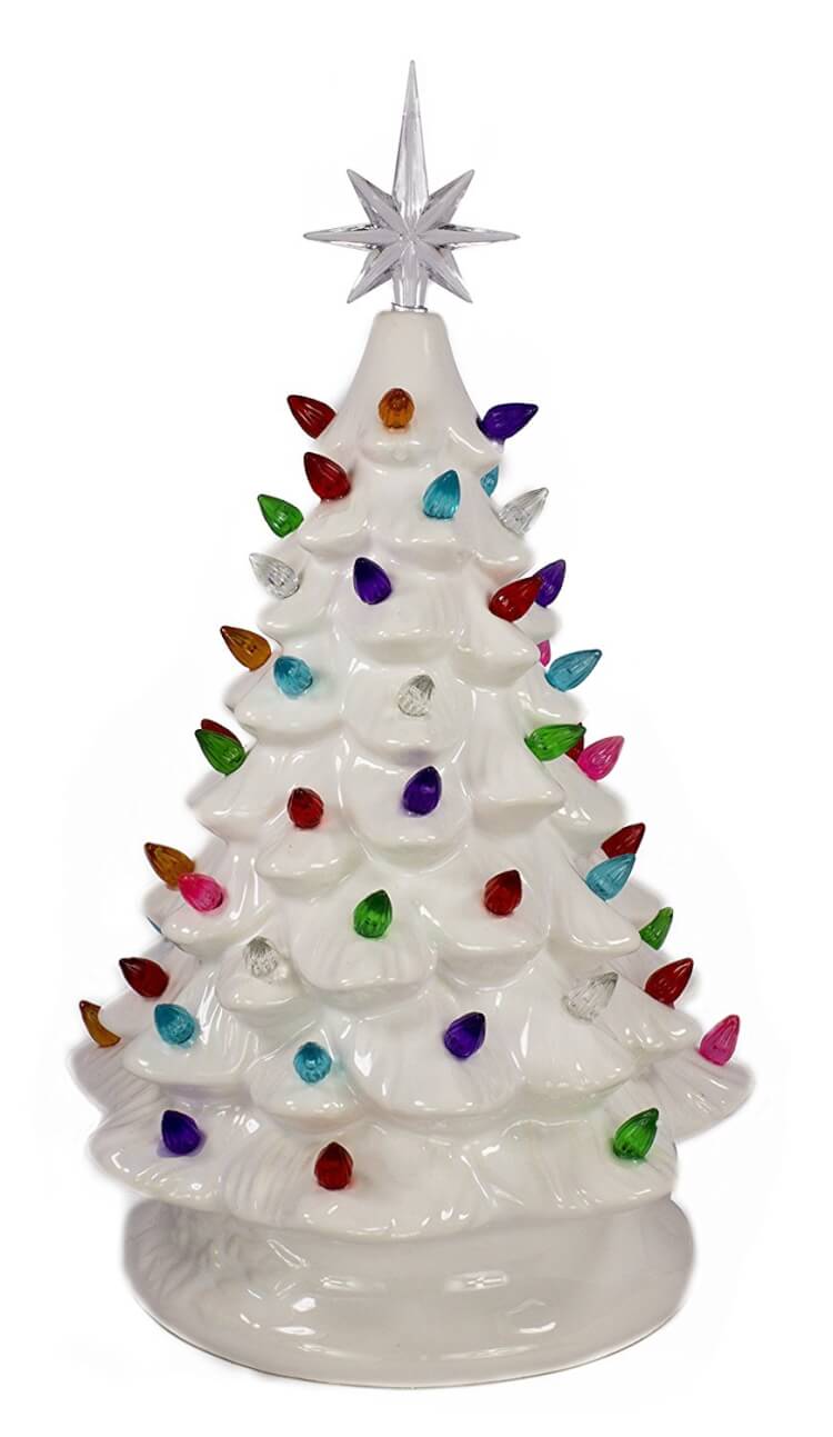 white ceramic christmas tree decoration